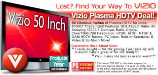 VIZIO P50HDTV20A Plasma HDTV   50, 169, 150001, 0.81 x 0.81 mm, 1366 