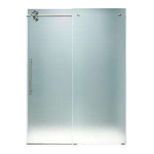   FramelessBypass Left Shower Door in Stainless Steel with Frosted Glass