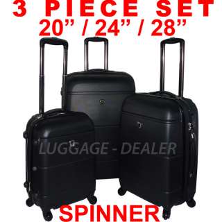 Piece Luggage Set BLACK Spinner 4 Wheel Expandable ABS Hard Shell 