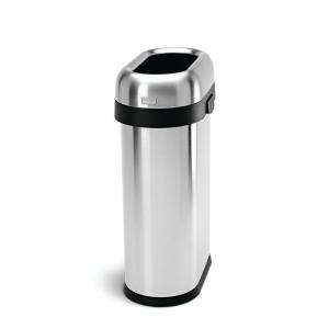 simplehuman 50 lt. Slim Open Trash Can in Brushed Stainless Steel 