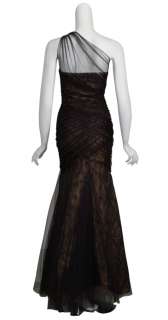 ML by MONIQUE LHUILLIER Dramatic Black Lace Tulle Evening Gown Dress 6 