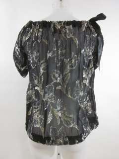 You are bidding on a JULIE HAUS Black Floral Metallic Short Sleeve 