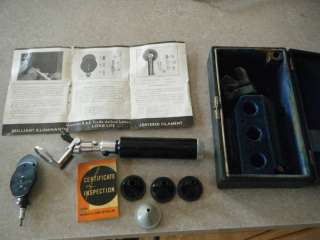 VINTAGE ANTIQUE BAUSCH & LOMB OPHTHALMOSCOPE COMPLETE  