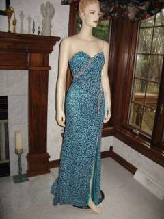 Precious Formals P10371 Turquoise Animal Print Gown 0  