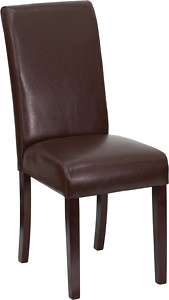 Brown Leather Parsons Dining Restaurant Chairs  