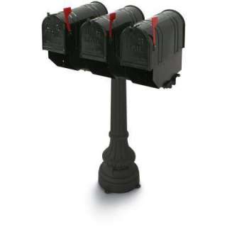   UnlimitedUnderwood Steel Black 3 Compartment Colonial Mailbox and Post