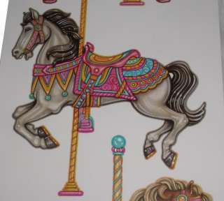   ~PRETTY~HORSES~CAROUSEL~MERRY GO ROUND~WALL STICKERS~SET OF 6  