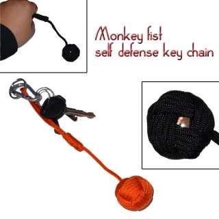 Large Monkey Fist Self Defense Keychain  Neon Orange( P 00109)