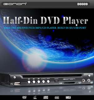  Half 1/2 Din In Dash Car CD DVD Player SDHC/AVI/VCD/ E8  