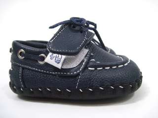 you are bidding on a pair of pediped navy baby infant deck shoes sz x 