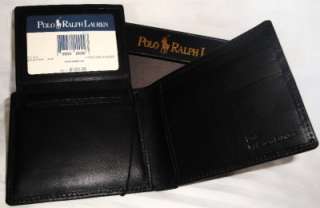POLO RALPH LAUREN Men Wallet BLACK Leather MSRP $120  