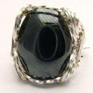 Wire Wrap 925 Silver Hematite Ring any size  