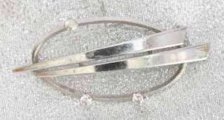 50s Art Moderne Crystal Rhinestone Silver Brooch  