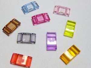 100 Mixed Color Transparent Acrylic Square 2 Hole Beads  