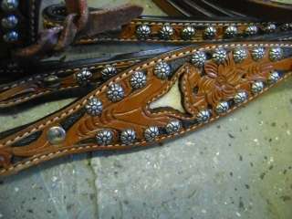 MAD COW LEATHER WESTERN SHOW BRIDLE HEADSTALL BREAST COLLAR NOSE BAND 