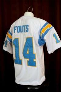 CHARGERS DAN FOUTS WHITE/POWDER BLUE THROWBACK JERSEY  