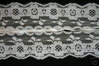 yds WHITE INSERTION Non Stretch LACE satin ribbon  