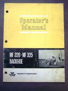 Massey Ferguson MF 320/325 Backhoe Operators Manual  