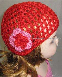 Kids Crochet Skull Beanie Hat (3D flower)