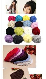 New 10 Colors Women Warm Winter Beret Braided Baggy Beanie Crochet Hat 
