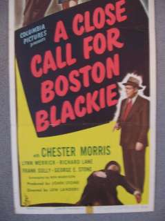 CLOSE CALL FOR BOSTON BLACKIE ORIGINAL INSERT MOVIE POSTER 1946 