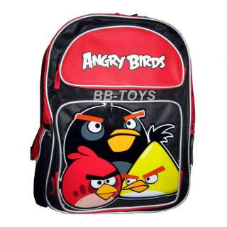 Red Yellow Black Angry Birds Large Backpack 16 x 12 x 14