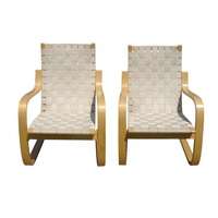 Vintage Artek Alvar Aalto 406 Lounge Armchairs  