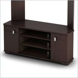   Shore Vertex Corner Stand w/ Chocolate Finish TV Stands with Hutch