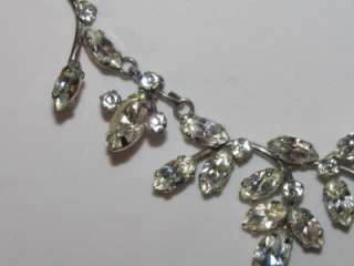 Vintage Signed VAN DELL STERLING Silver Clear Rhinestone Necklace 