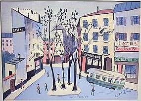 Charles De Montfort Rue Norsins Original Lithograph  