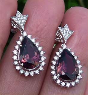 Vintage Estate 6.07 ct Natural Pink Tourmaline Diamond Earrings 14k 