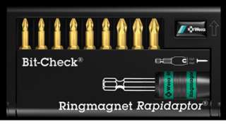 WERA 10 Pc Ring Magnet Rapidaptor & Pz Screwdriver Bits  