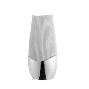  Zuo Athena Polyresin Poly White And Silver Medium Vase 