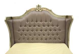 French Style Contemporary Silver Crystal Silk Double Bed Designer 
