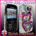 PURPLE HEART DIAMOND BLING CRYSTAL GEM CASE COVER FOR SAMSUNG CHAT CH 