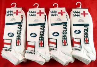 12 Pairs Boys Mens England St George Trainer Liners Socks Shoe Sizes 4 