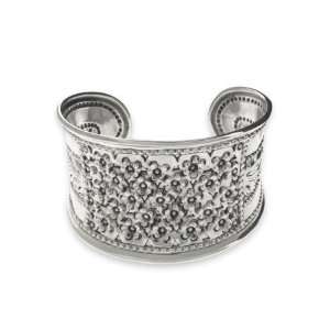  Beautiful Sterling Silver Balinese Banded Flower Cuff Eve 