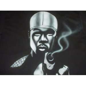  Hip Hop Airbrushed G Unit 50 Cent Gun T shirt, 2XL 