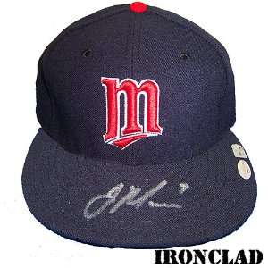 Ironclad Minnesota Twins Joe Mauer Autographed Away Cap with #7 Ins 