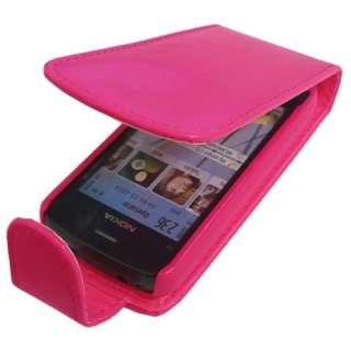 HOT PINK PU LEATHER FLIP CASE COVER FOR NOKIA C5 03 UK  