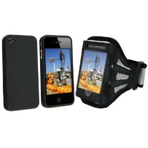Deluxe Armband Black Silver Compatible With Apple® iPhone® 4 16GB 