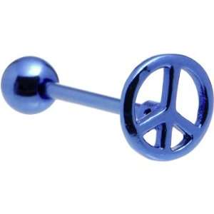  Blue Peace Sign Anodized Titanium Barbell Jewelry