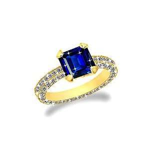 com 1 Carat Sapphire in Three Sides Diamond Pave Set Engagement Ring 