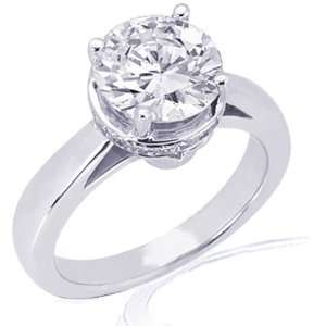  0.75 Ct Round Cut Diamond Engagement Ring Crown Set 14K 