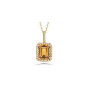   25 Cts Diamond & 2.43 Cts Citrine Pendant in 14K Yellow Gold Jewelry