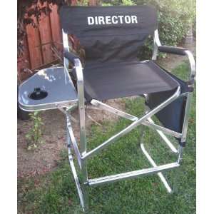 DIRECTOR Tall HEAVY DUTY Director Chair w/ Side Table & Storage Side 