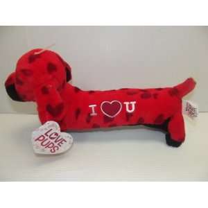  12 Valentines Red Weiner Dog I Love u Toys & Games