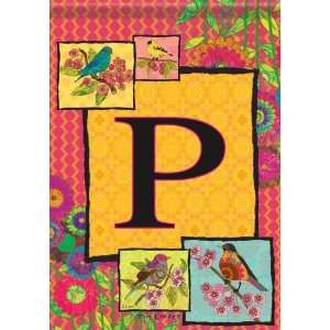  Colorful Monogram P Bird Floral Double Sided Garden Flag 