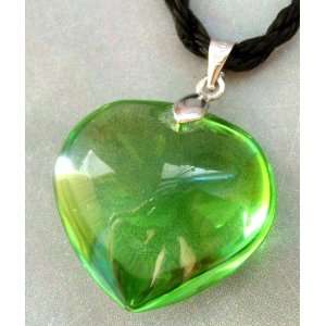    Green Crystal Quartz Heart Pendant Necklace 