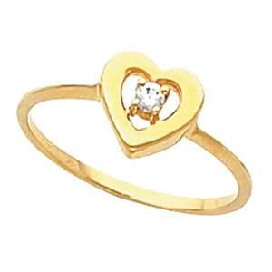    18K Yellow Gold Diamond Heart Promise Ring   0.04 Ct. Jewelry